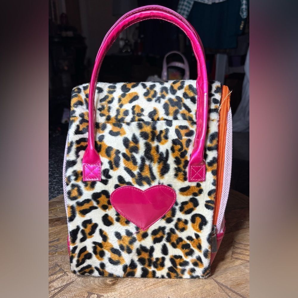 9” Pucci Pups Battat Leopard Print Heart Plush Stuffed Animal Carrier EPC